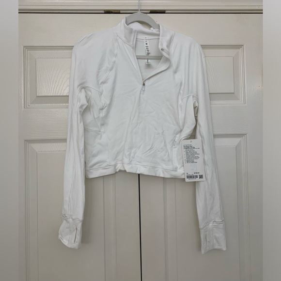 NWT Lululemon It’s Rulu Run Cropped 1/2 Zip in White Size 10 - Picture 3 of 4